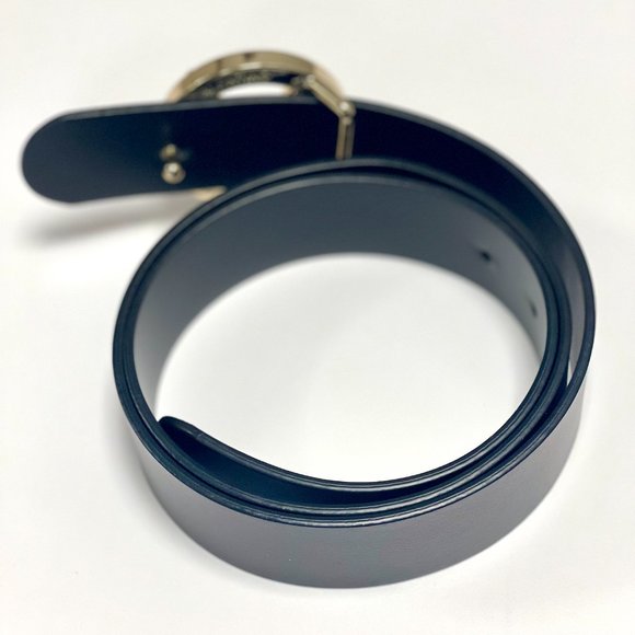 Valentino Giusy V-Logo Black Gold Leather Belt (Size M) - Picture 7 of 8